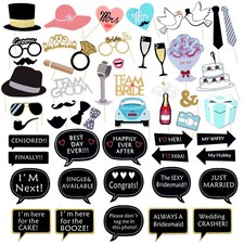 52 PCS Wedding Photo Booth Props Kit Funny Bridal Shower Engagement Decor