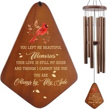 Memorial Sympathy Wind Chimes for Loss of Loved One cardinal, 32in-brown