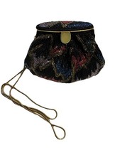 Vintage Beaded Art Deco Style Evening Bag. Multicolor. Snake Chain. Clasp Close