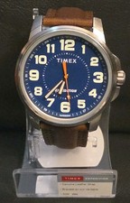 Timex Men's "Expedition Field" Brown Leather Watch W/Blue Dial, #TW4B16000 NEW