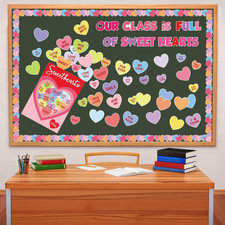 Valentines Day Bulletin Board Decorations for Classroom, Love Heart Cutouts Febr