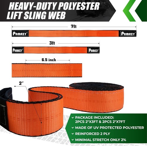 Heavy Duty Lift Sling Straps 18800 Lb Capacity Web Sling Secure Loads - Foto 4 di 9