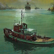 Vintage Tugboat Art Print: Doris Moran, Hudson River Maritime Scene