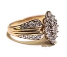14k yellow gold Natural .90ct SI2 H diamond Cluster ring 6.2g estate vintage — photo 2