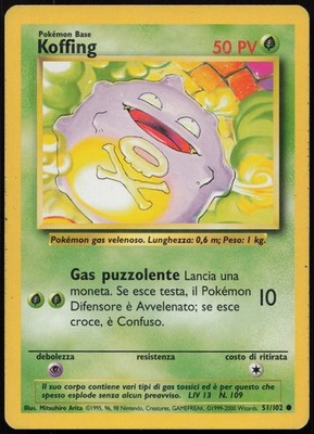 Pokemon TCG KOFFING 51/102 GOOD SET BASE COMMON UNLIMITED NON HOLO ITA 2000