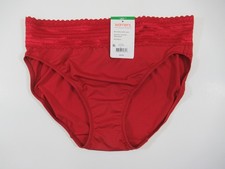 NEW Warners Microfiber Hi-Cut Brief Panties Women L/7 Red 5109j