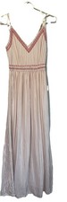 japana maxi dress pink and white stripes with embroidery size small