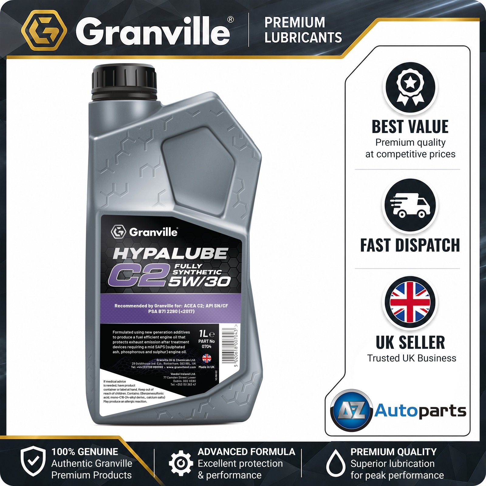 Granville - Hypalube C2 5W-30 Fully Synthetic Engine Oil 1L