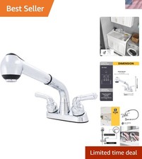 2 Handle Utility Faucet with Pull-Out Sprayer - Ideal for Laundry and Garage Use