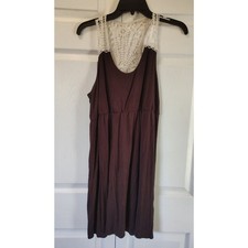 Pink Rose Crochet Lace Yoke Empire Waist Dress Large