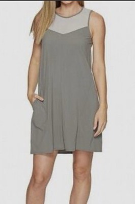 Toad And Co. SunKissed Swing Dress Sz M Gray Mesh Neck Outdoor Breathable