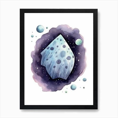 Asteroid Watercolour Celestial 3 Ar Framed Wall Art Poster Canvas Print Picture