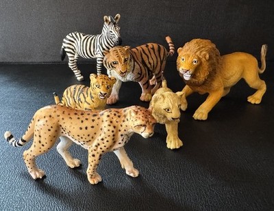 Vtg Lot  6 Lion Cub, Lion, Tiger, Cheetah,  Safari LTD Animal Toy Figure 1996