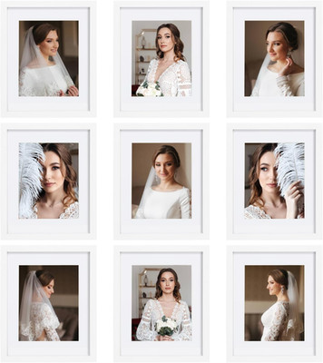 9-Piece 11x14 Picture Frame Set for Wall/Tabletop - White Collage Frames