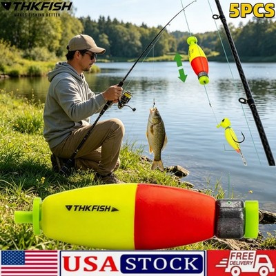 Snap-On Spring Fishing Buoy 5PCS EVA Foam Round Bobbers Red Yellow Floats Fresh