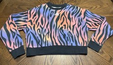 adidas Women's Cropped Pullover Sweatshirt Zebra Animal Print Multicolor S
