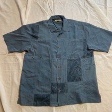 Mens Tommy Bahama 100 Silk Short Sleeve Camp Collar Shirt Blue Size L