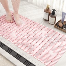 Color Geometry Shower Mat 16"x27", Bathtub 27" x 16" Rectangular , Pink