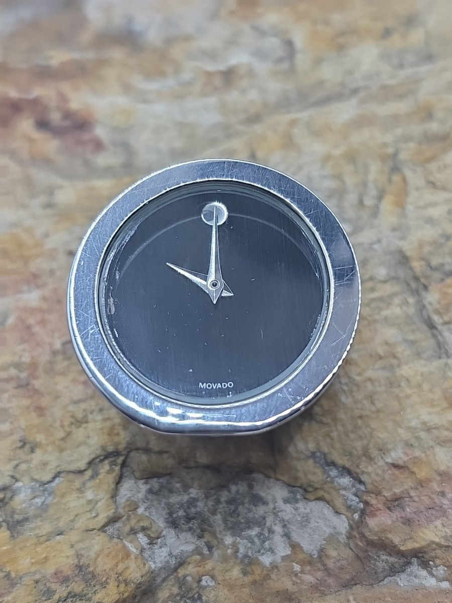 Movado Crystal Wedge 26mm Desk Clock, Black Museum Dial, New Fresh