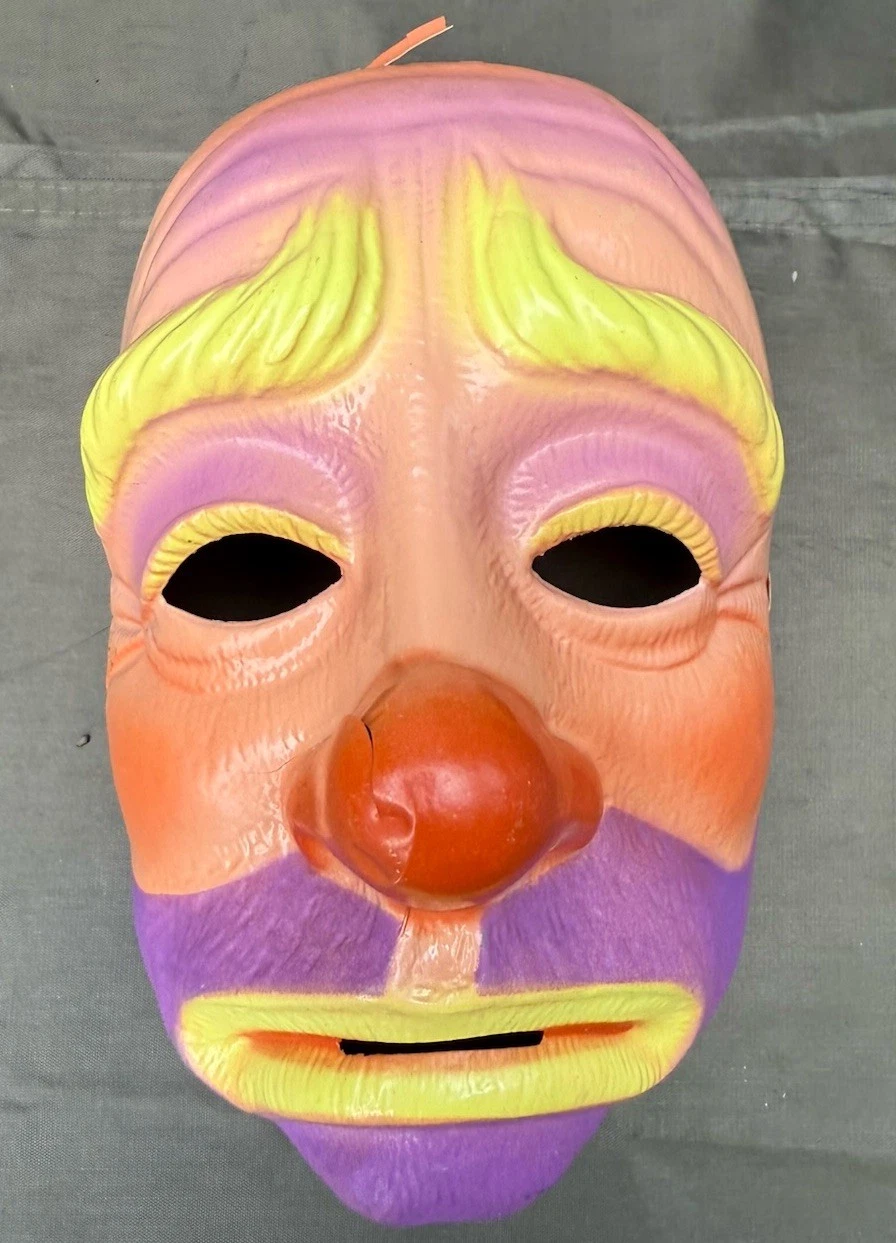 Vintage Clown Halloween Mask Bayshore Industries Made In France Read