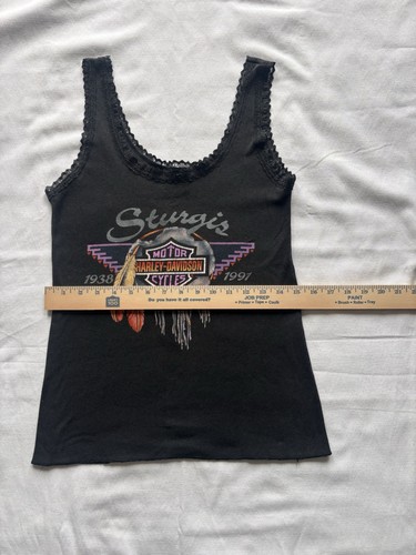 Harley-Davidson Tank Top Vintage 90er Sturgis Dream Catcher Spitzenbesatz Gr. XL - Bild 6 von 8