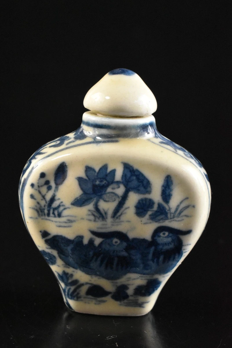 蓝色古董中国鼻烟壶| eBay