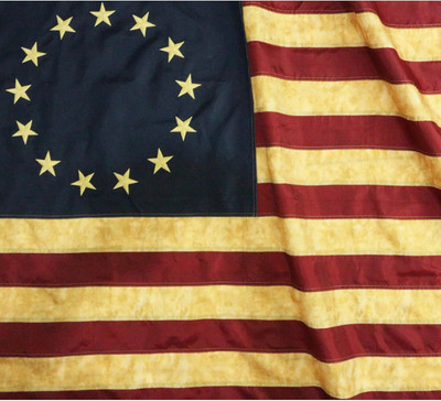 Anley Vintage Style Tea Stained Betsy Ross Flag 3X5 Foot - Embroidered Stars and