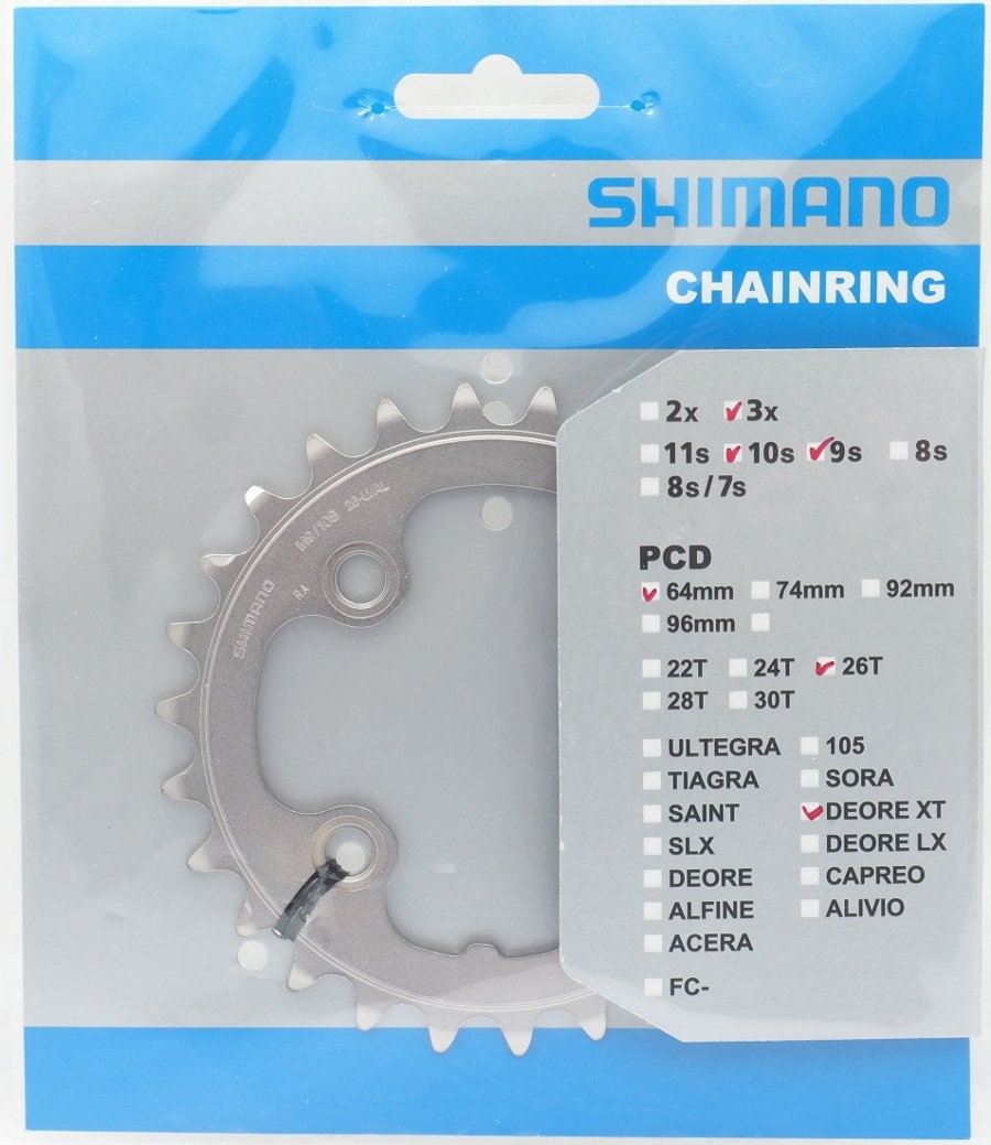 最終出品Shimano Deore XT FC-M771-k 48-36-26 Shimano Deore XT FC-M771 MTB Chainring 26T for 48-36-26T, 3x9/10