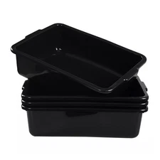 22 L Utility Commercial Food Service Bus Tub, 4 Pack, Black Wash Basin Dishpan