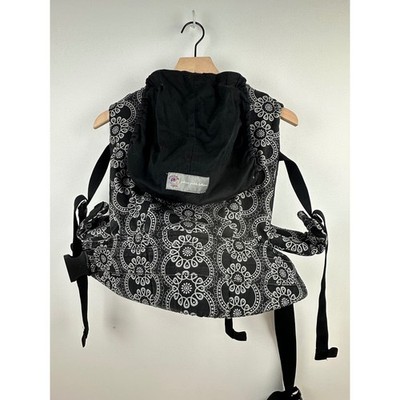 Ergobaby Organic Cotton Baby Carrier Black White Floral EUC