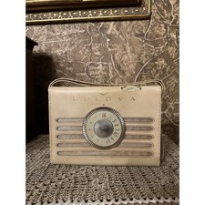 Vintage Bulova Model 249 Leather Portable Tube Radio Working Original Back