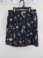 Wonder Nation Shorts Size L 10 12 Boys Liner Black Flamingos