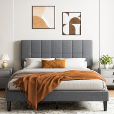 Full Size Bed Frame with Headboard, Sturdy and Durable with 12 Support Legs, 130