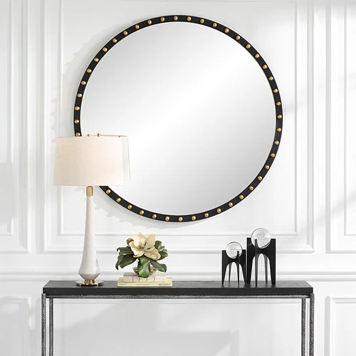 Uttermost 09949 Sele 50-3/8" Diameter Circular Flat Accent Mirror - Black - Picture 6 of 6