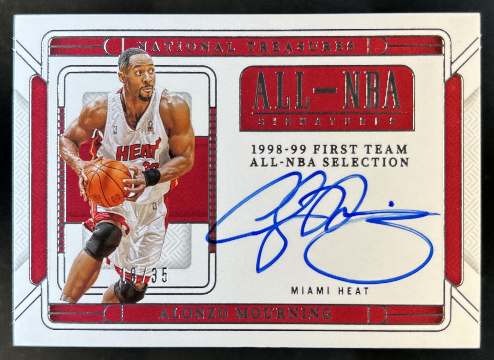 2024-25 Panini National Treasures Alonzo Mourning All-NBA Signatures Auto #/35