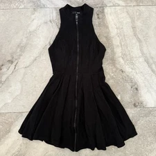 Aqua Full Circle Skater Zip Dress Black Made In USA Juniors Medium 