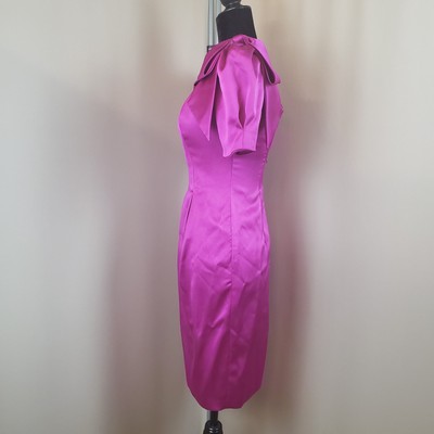 Vintage 90s Pink Satin Dress Sz 0 XXS Semi Formal Cocktail Bows Club  Bodycon USA | eBay