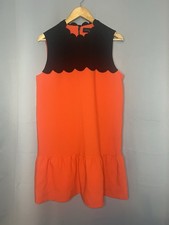 Victoria Beckham for Target Sleeveless Scalloped Dress Size L Orange Black VGC