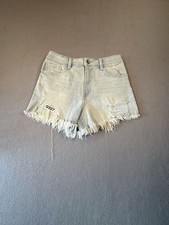 Rewash Super High Rise Distressed Frayed Hem Denim Shorts