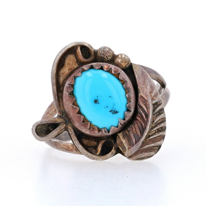Native American Turquoise Solitaire Ring - Sterli… - image 1