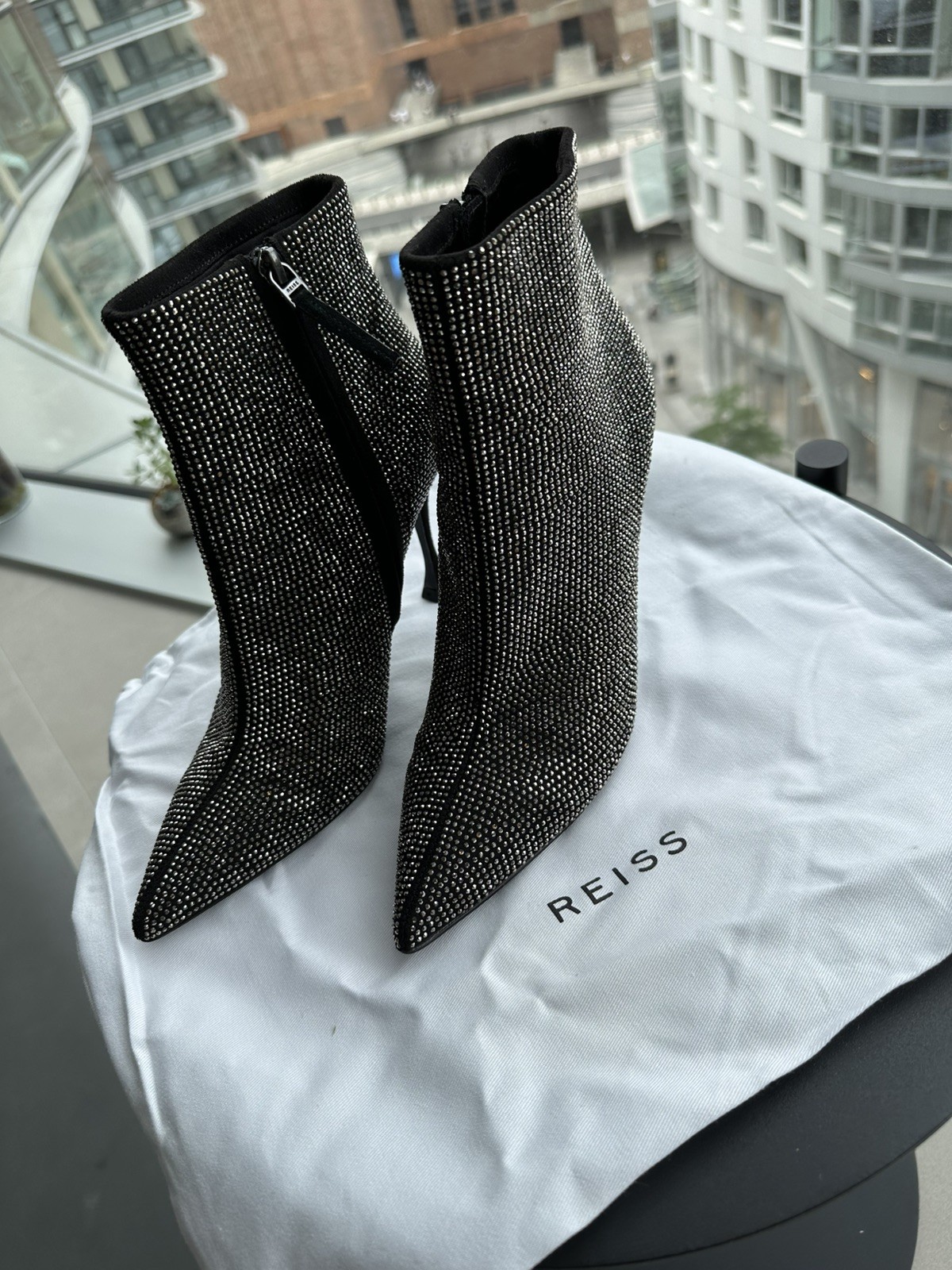 Reiss Clement Crystal Point Heeled Ankle Boots UK 5 / 38 RRP £238 Perfect Cond.