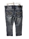 True Luck Mens Jeans Size 36x28 Blue Mid-Rise Embroidered 5 Pockets VGC — photo 2