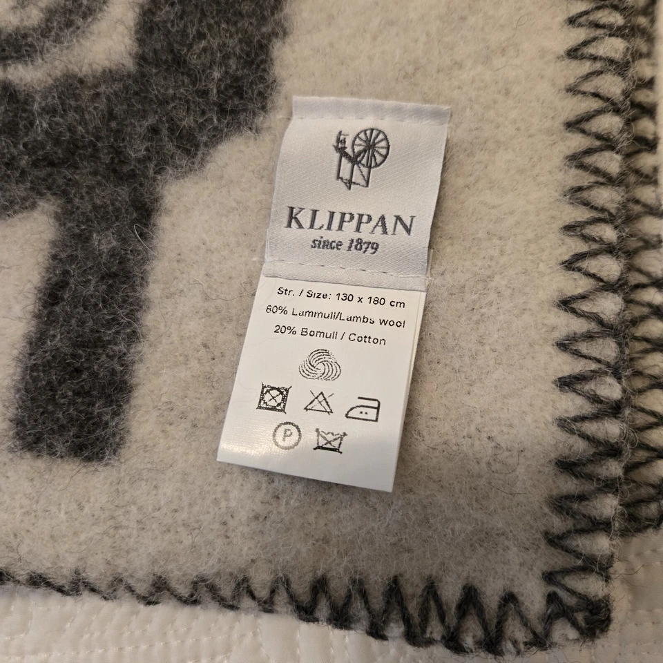 Manta Klippan gris oveja crema lana de cordero/algodón 51 x 71 pulgadas Estate Foto 2 de 4