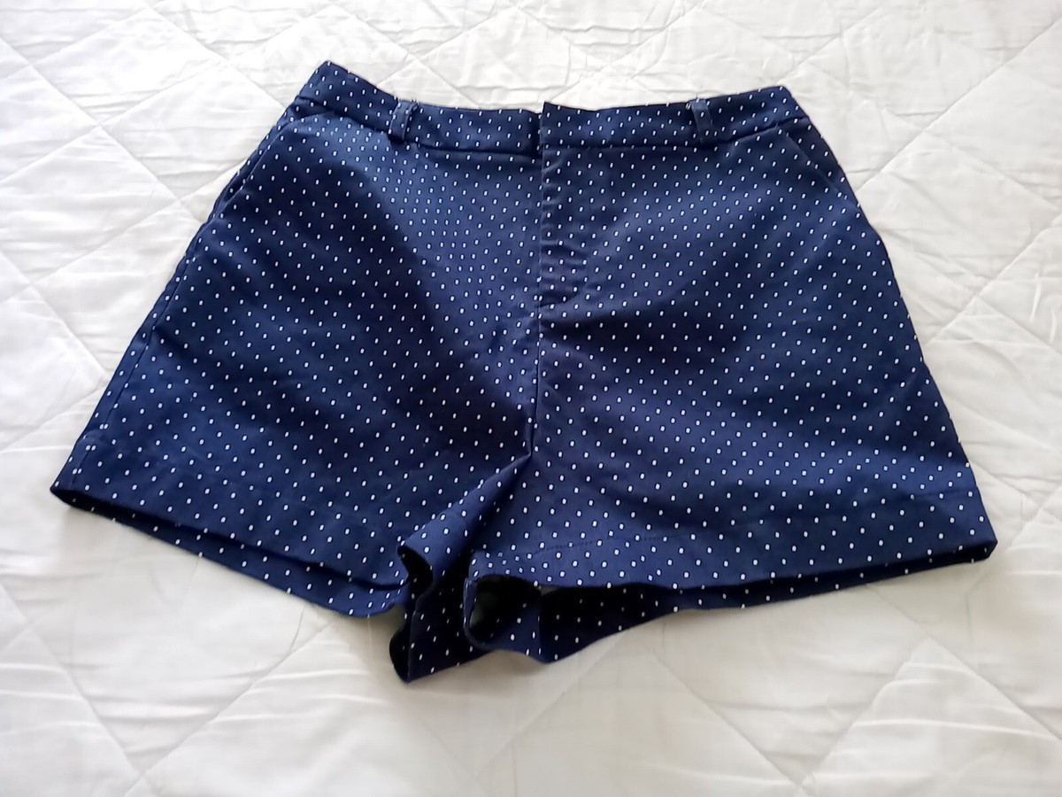 Forever 21 Women's Shorts Navy Blue White Polka Dot Pockets Size