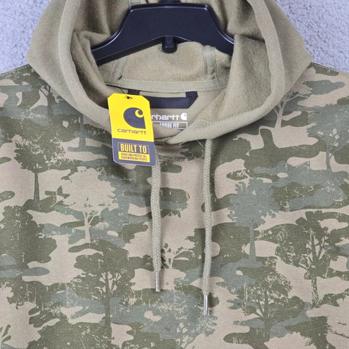 Carhartt CAMO Hoodie Mens SMALL GREEN OUTDOOR WORK WEAR Sweatshirt Loose Fit NWT - Imagen 9 de 11