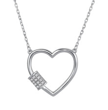925 Sterling Silver Clear Cubic Zirconia Heart Pendant Necklace Hypoallergenic