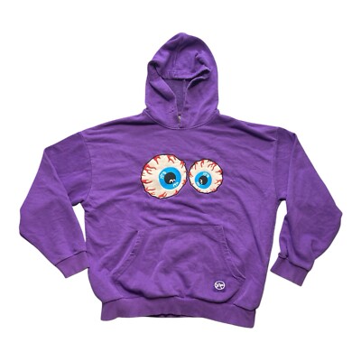 SAW Urbanity Men's Purple Eyeball Sweatshirt Hoodie Pullover Size M Embroidered