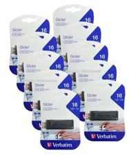 Verbatim 10PK USB 16GB Slider Flash Drive 2.0 Black Memory Stick Pendrive Thumb