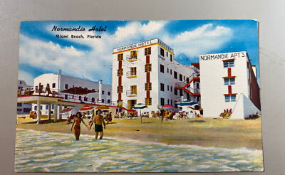Vintage Postcard, Posted 1958 Normandie Hotel Miami Beach Florida Apartments 3c