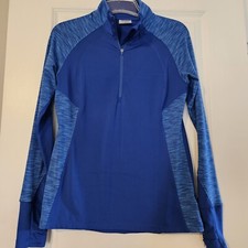Danskin Now Womens Dri More Blue Quarter Zip With Thumb Holes Size S